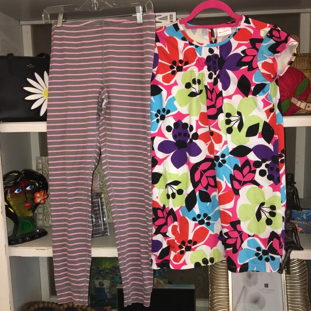hanna andersson 160 leggings and floral dress